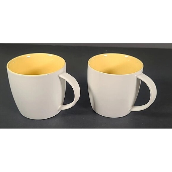2011 White Yellow Starbucks Coffee Tea Mug Cup New Bone China 16 OZ Set Of 2 - Picture 4 of 11